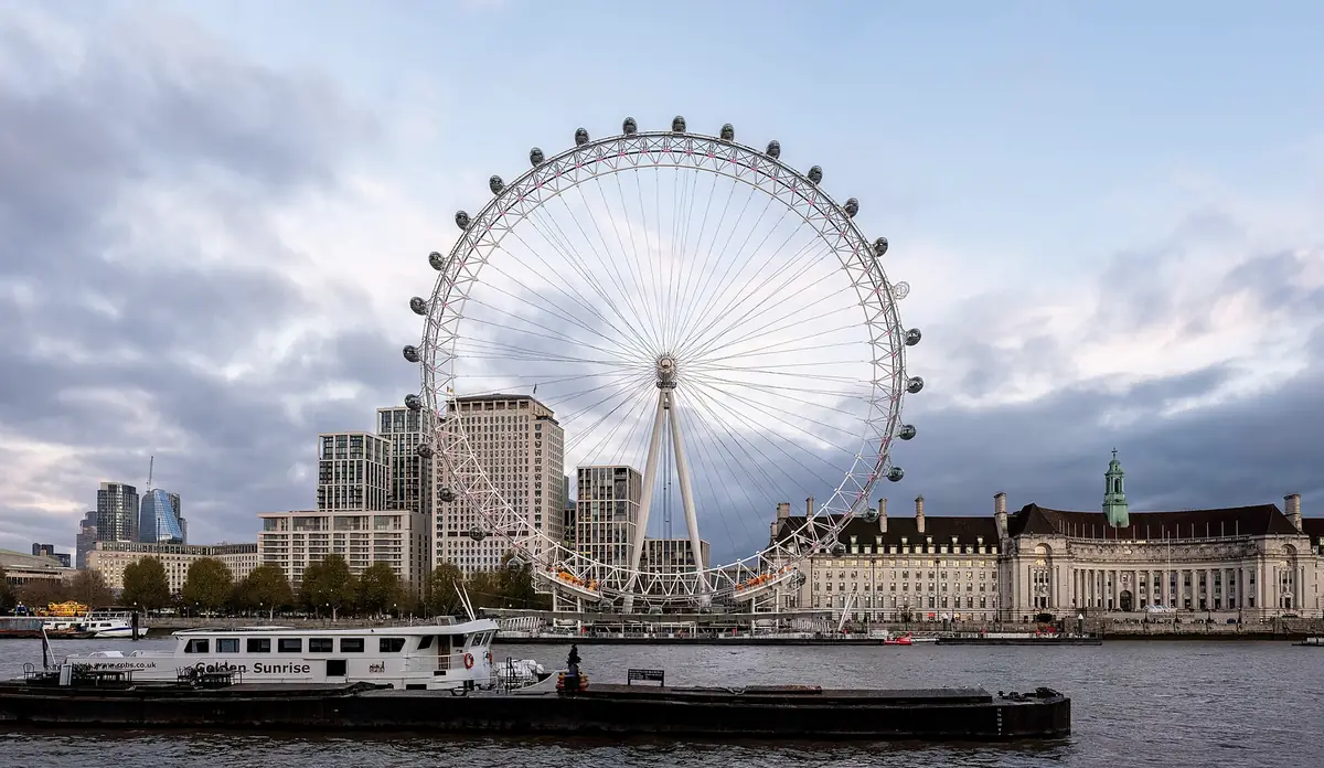 Il London Eye sulla riva del Tamigi